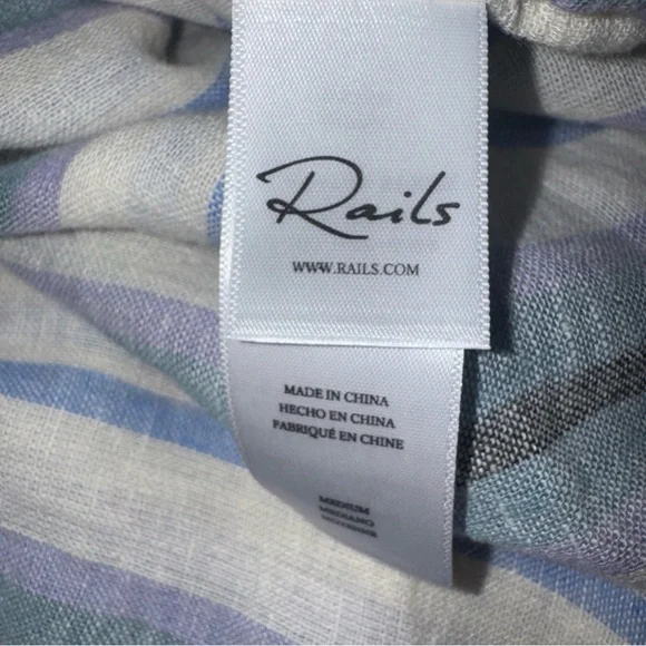 Rails Crystal Dress in Catalina Blue Stripe Linen Blend Size Medium - Picture 11 of 14